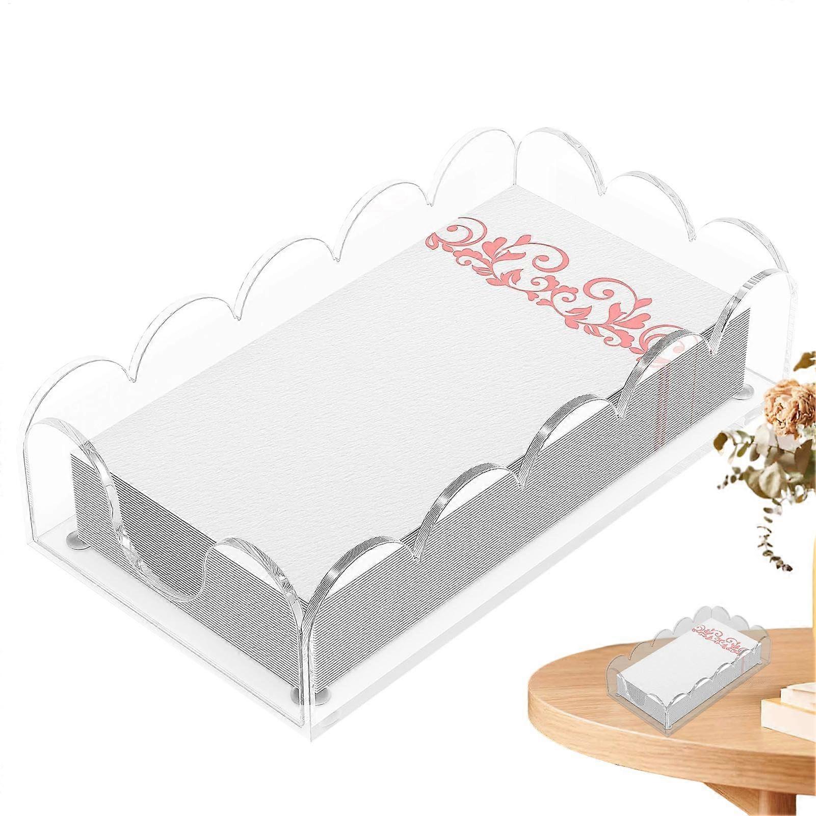 Acrylic Napkin Holder Bathroom Tray - Non-Slip Tissue Holder for Kitchen, Dining Table, Vanity, Hotel Use