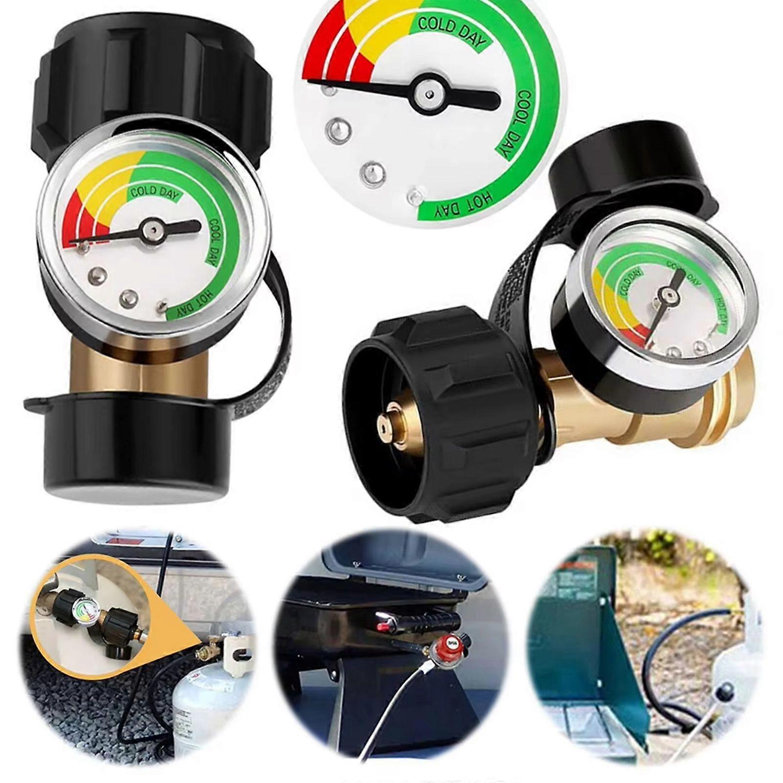 Gas Propane Pressure Brass Gauge for Tank RV Pressure Gauge Level Indicator Adapter Leak Detector Gas Measurement BBQ Gold