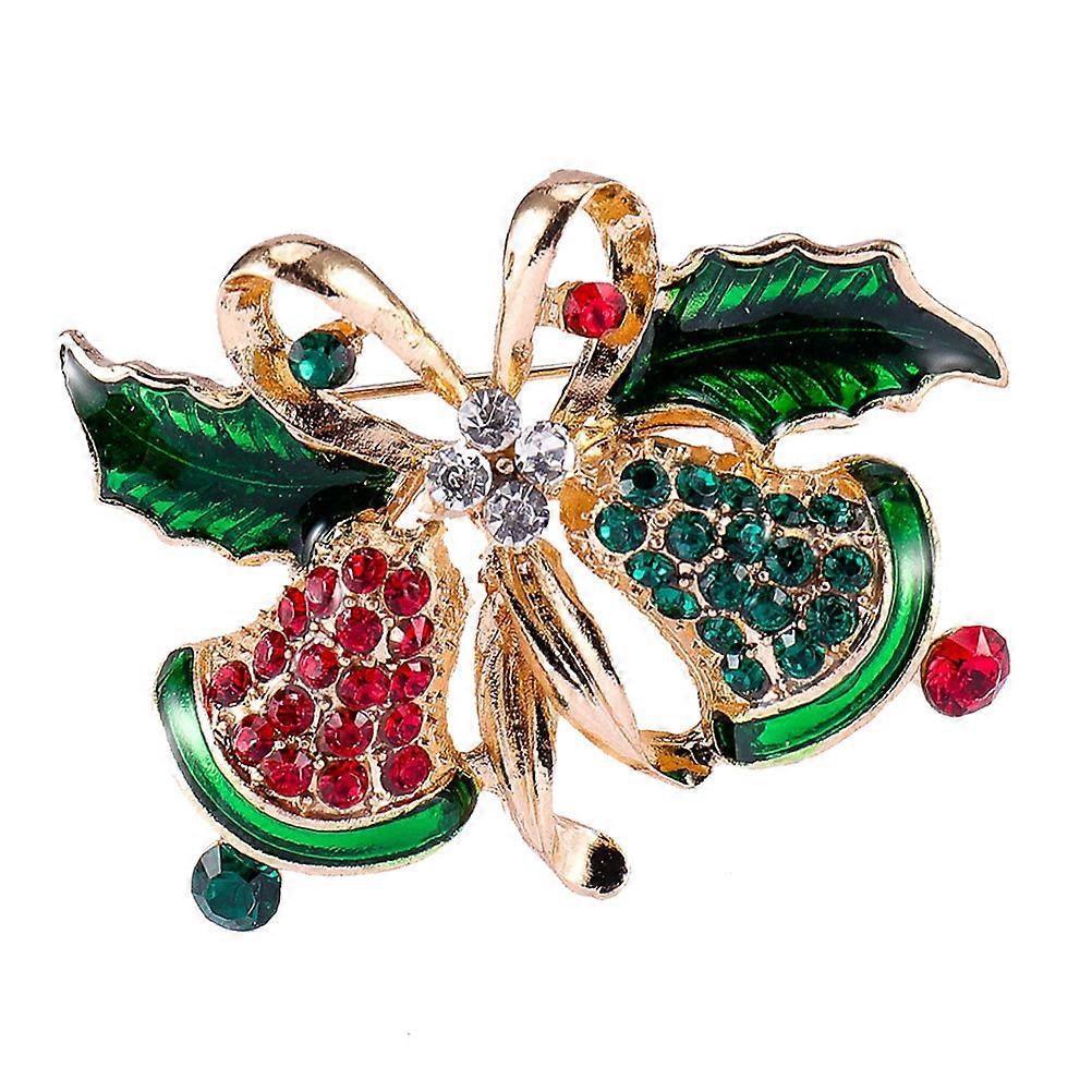 Alloy Christmas Bell Brooch for Adornment in Assorted Color