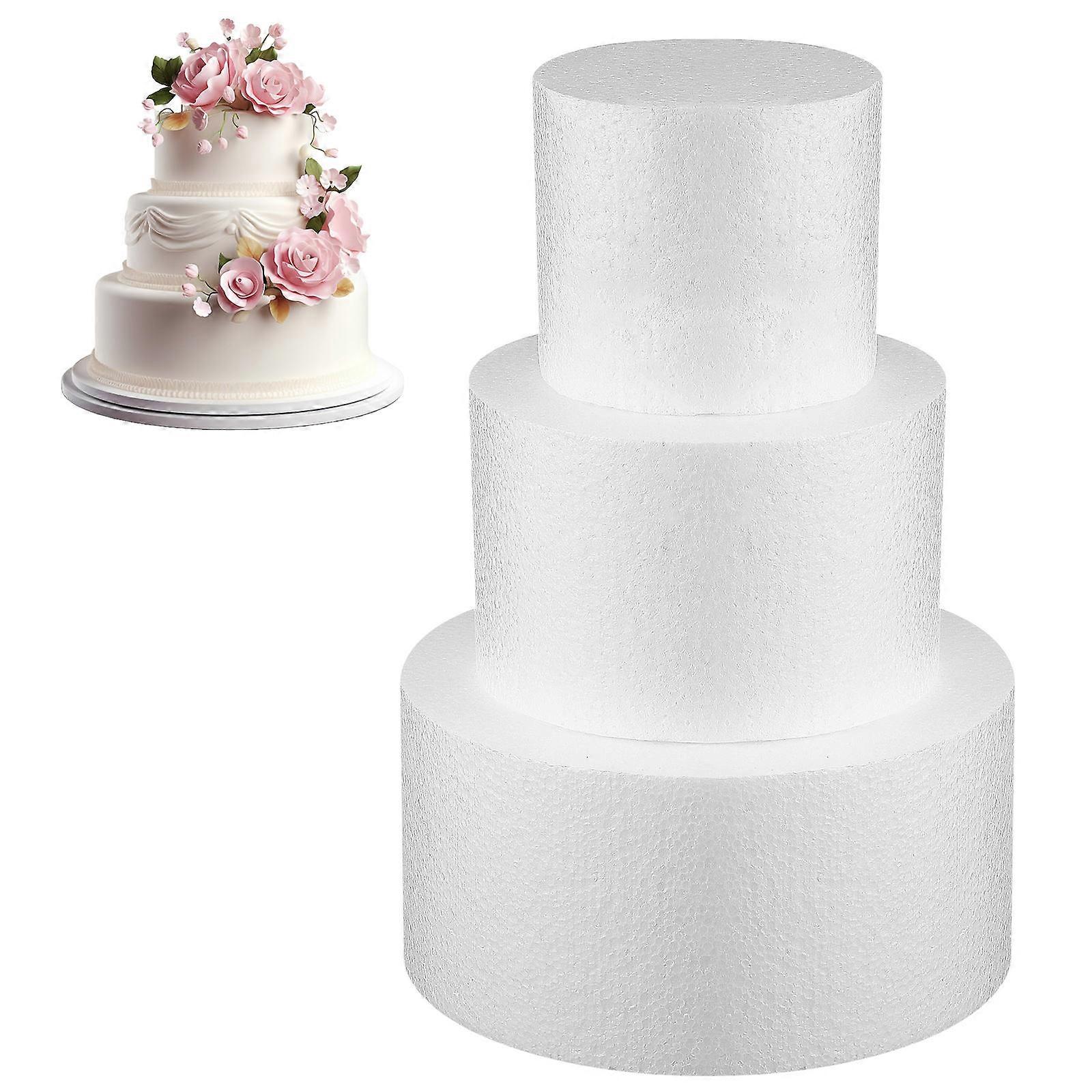 Cake Round Cake Model for Decoration 15Pcs Triple Tier White