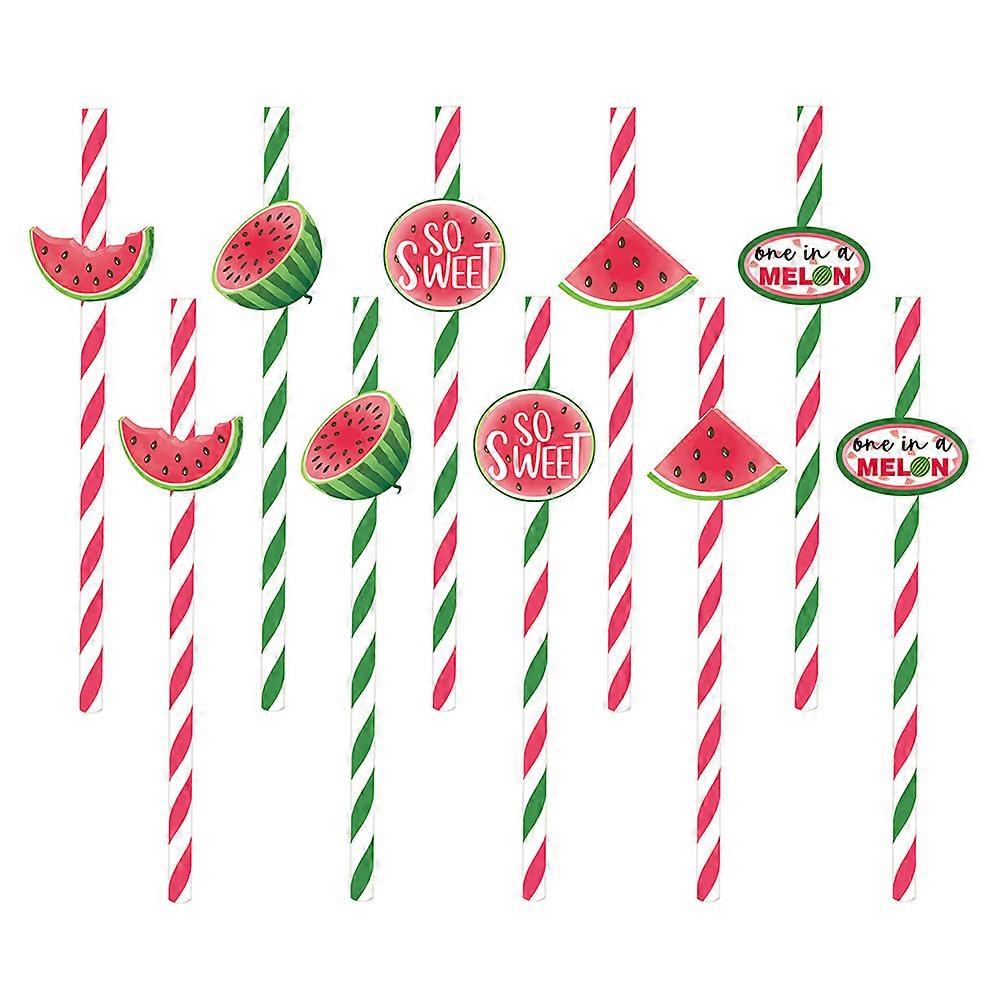 Watermelon Straw Paper Disposable Drinking Straw for Home 40Pcs