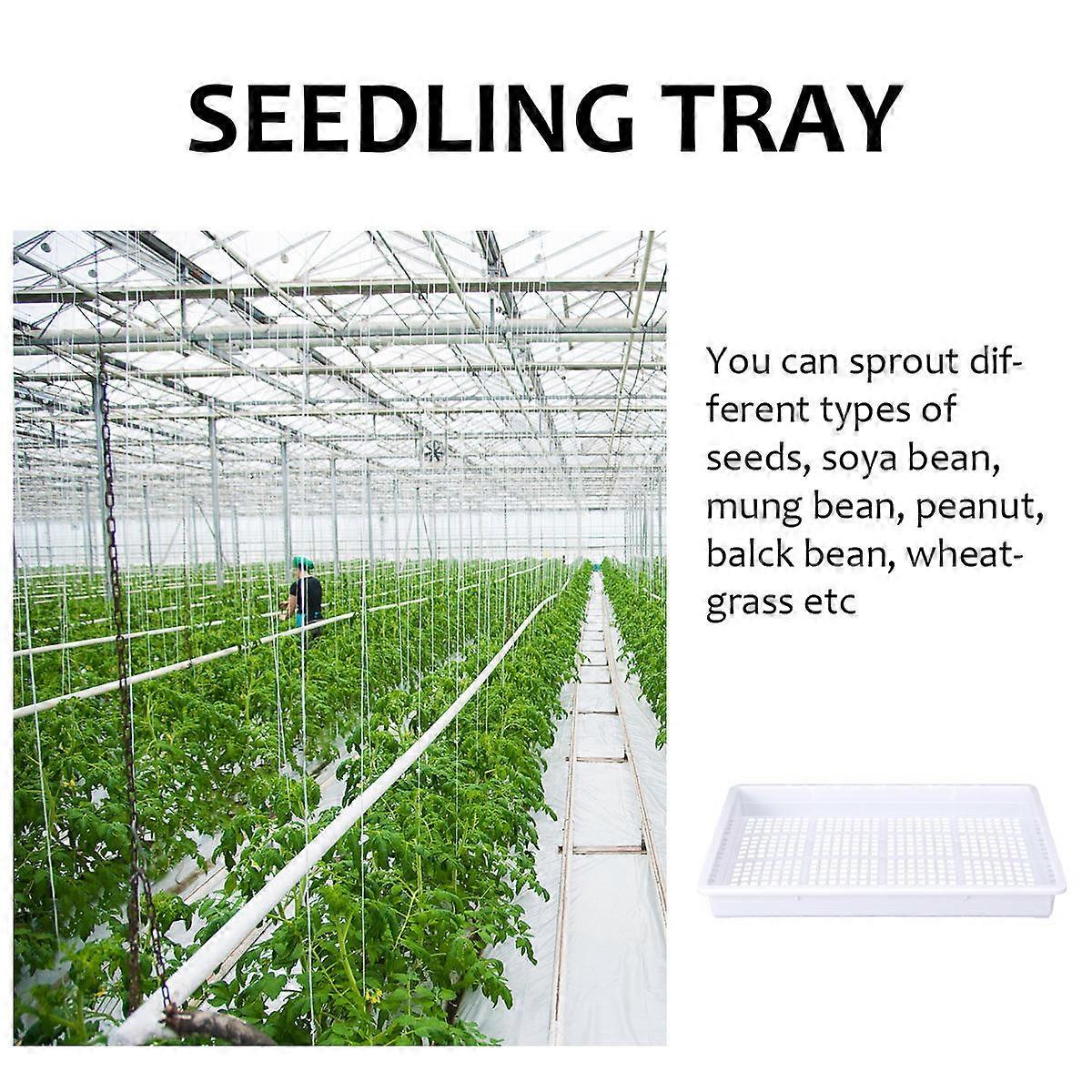 Gardening Germination Tray Nursery Planter Tray Home Gardeners Rectangular Shape Food Grade PP 31.8x21.8CM 1Set