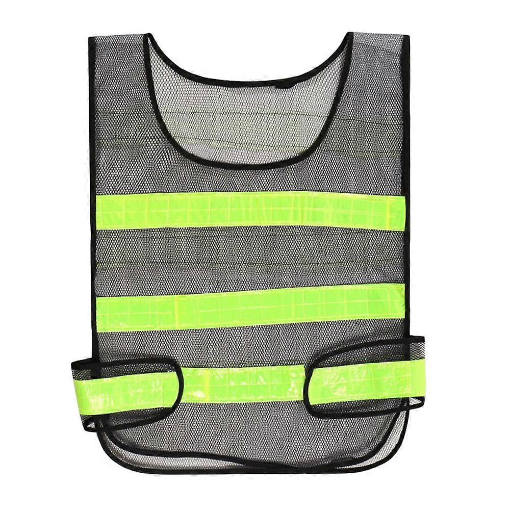Safety Vest Daytime Visibility Adjustable Mesh Construction Work Black Green Length 70cm 1Pack