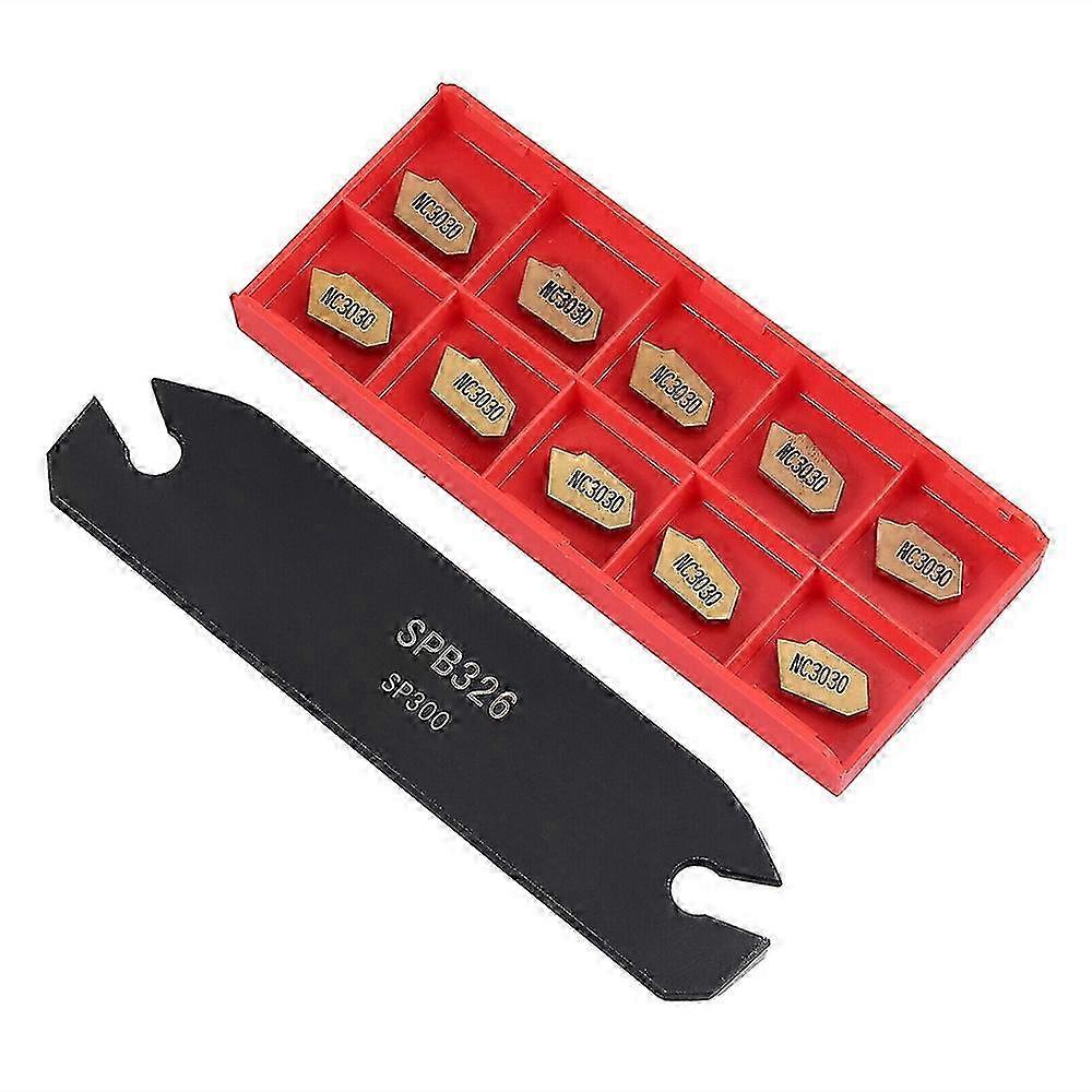SPB326 26mm Lathe Parting Tool with 10 GTN-3 Carbide Inserts for Cut-Off and Grooving