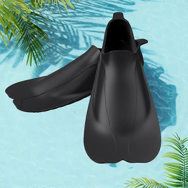 Swim Fins Adult Training 3244 Silicone Adjustable Lightweight Fins Soft Comfort KHWX4 Black