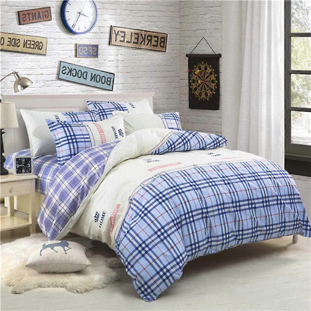 s350 3D Children Duvet Cover Set Bedding Set Single Simple Blue Striped Pattern Printed Comforter Cover 3 Pieces Bed Sets With Zipper Closure With 2
