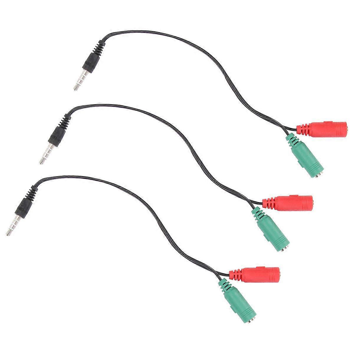 Earphone Splitter Audio Cable Adapter for Computer Use 3Pcs Kit