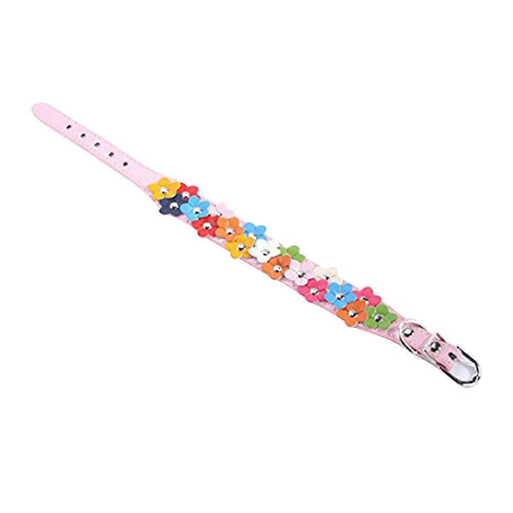PU Pet Collar Flower Decor Adjustable Safety Collar for Pets
