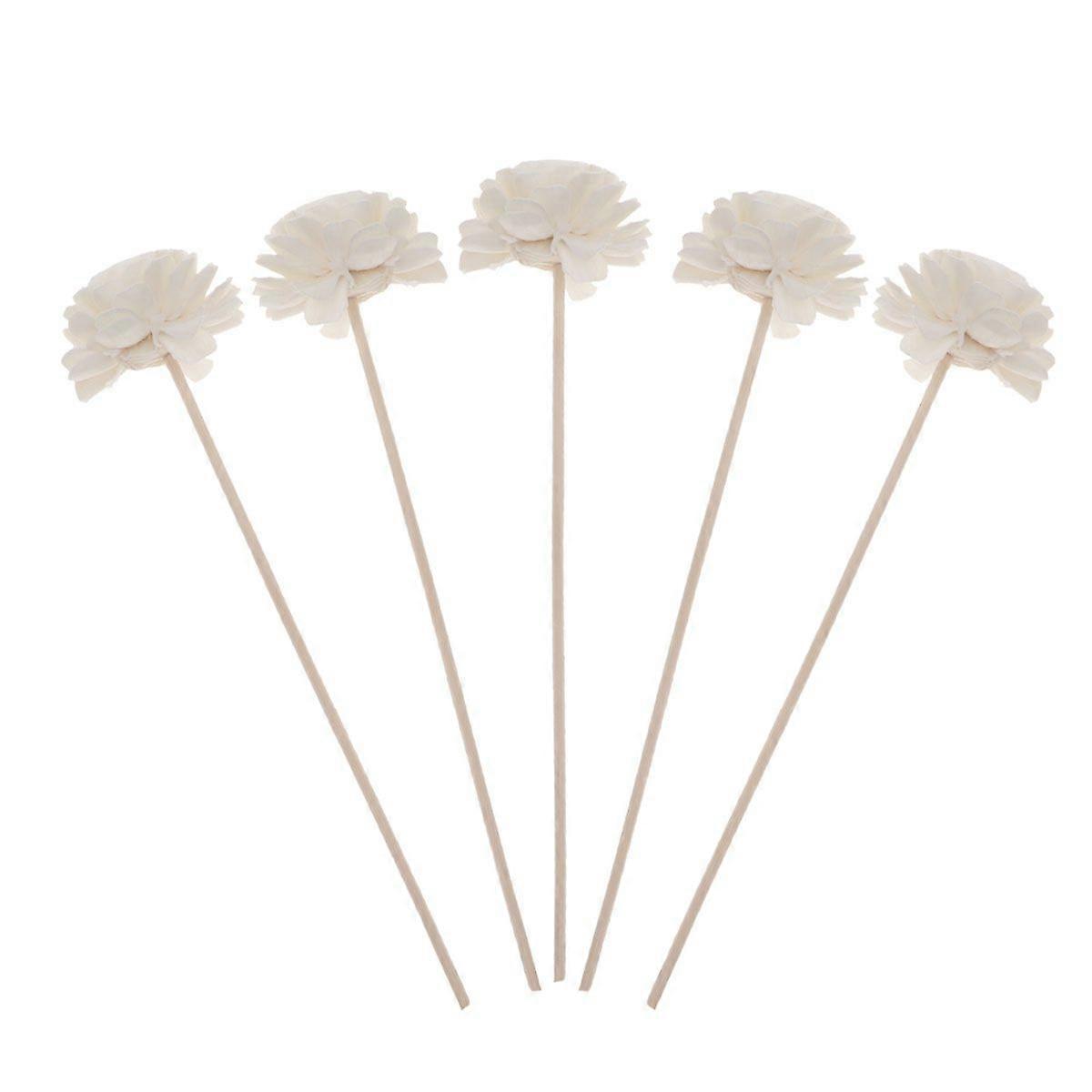 5 Pcs Rattan Reed Sticks Straight Natural Fragrance Reed Diffuser Aroma Oil Diffuser Rattan Sticks with Flower Shape Head Decor (Ivory)