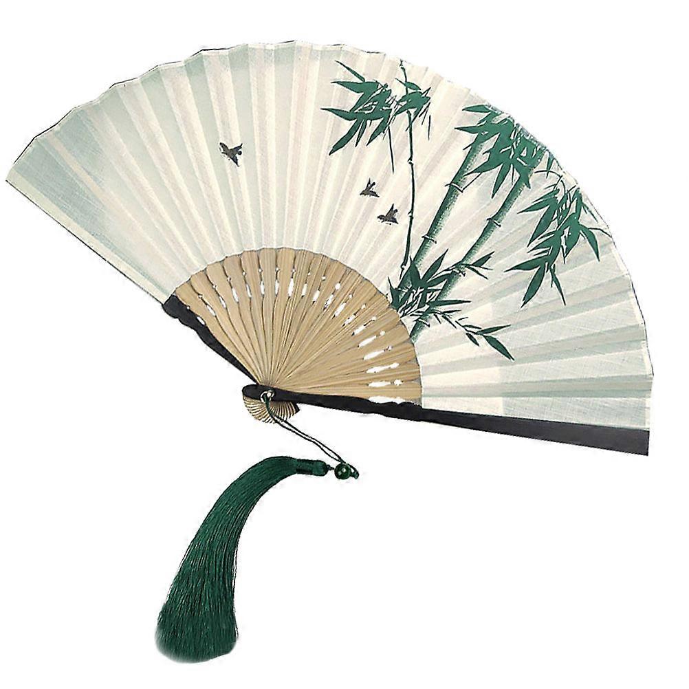 Retro Folding Fan Bamboo Hand Fan for Decor 3Pcs with Tassel
