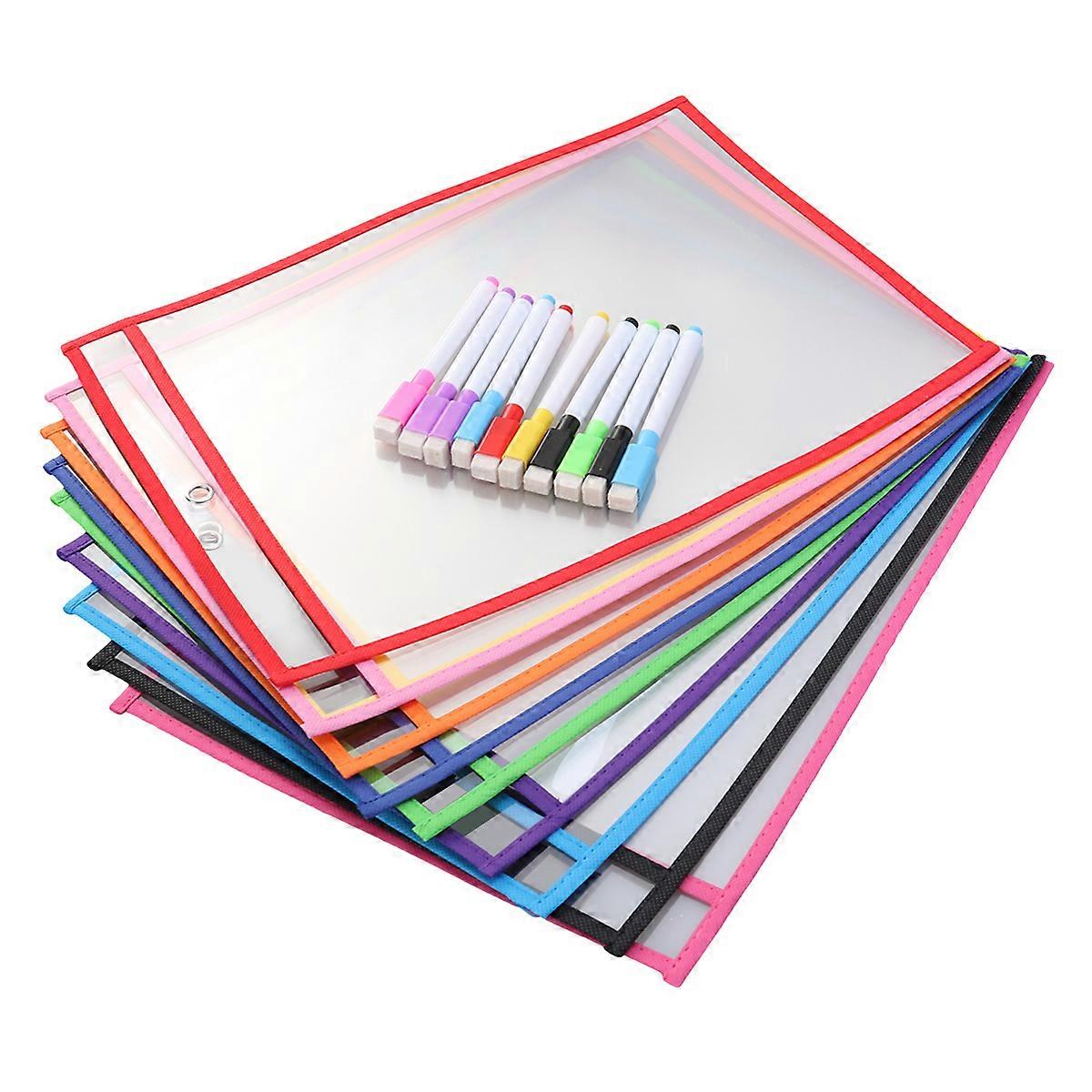 Reusable Storage Bag Dry Erase Pocket Transparent PVC 20Sets for Kids