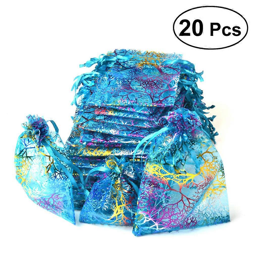 Present Bag Organza Bag for Storage Use 40Pcs Blue Convenient Drawstring