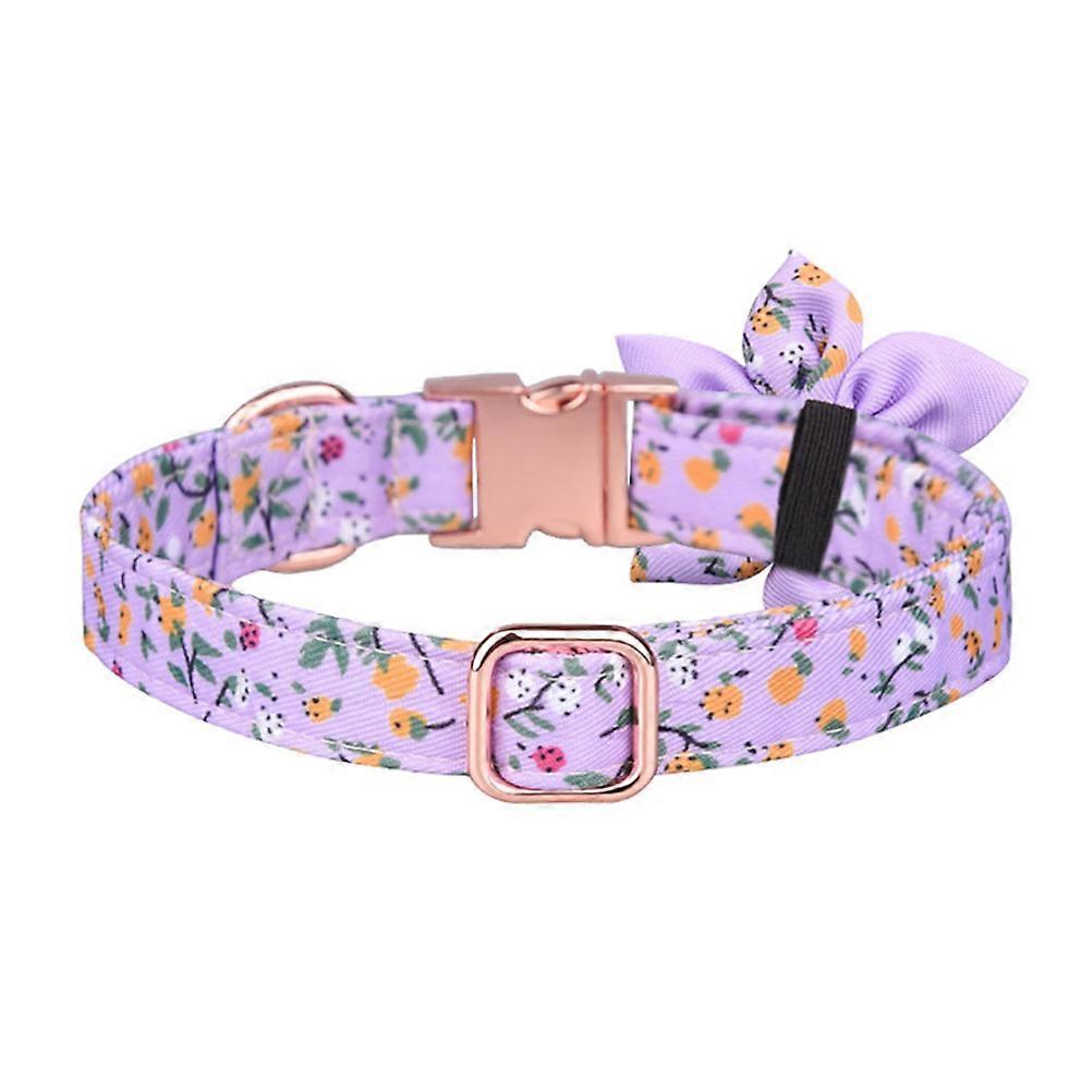 Lavender Dog Collar with Decorative Flower for Pet Use Adjustable Dog Collar