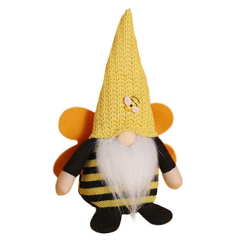 Creative Bee Festival Gnome Doll 2Pcs Home And Office Adornment Compact Design For Joyful Atmosphere Enhancement