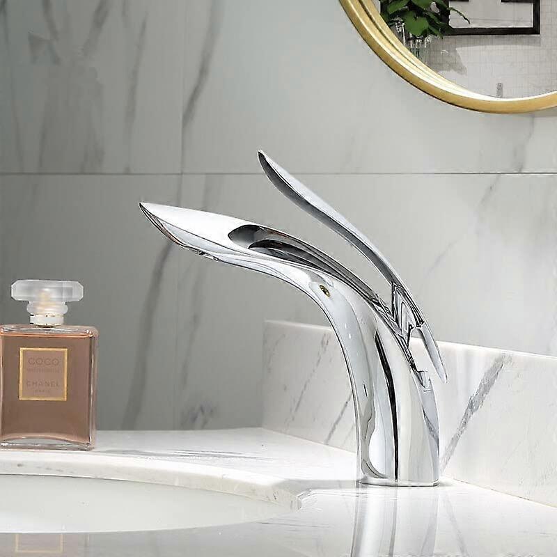 Brass Basin Faucet Cold Hot Water, Single Handle Bathroom Sink Tap, Model SLT120B, for LWX SLT120S