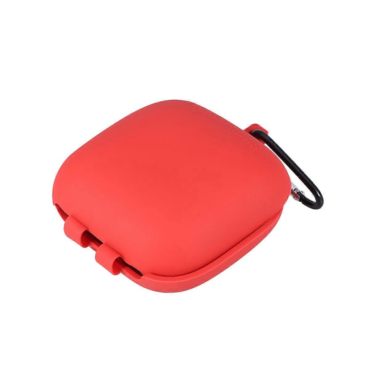 Silicone Case for Earphone Protective Box with Carabiner 3Pcs Red