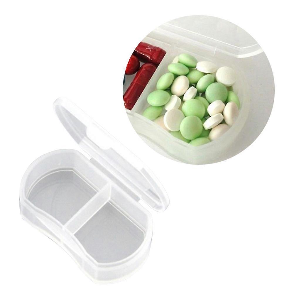 Medicine Storage Container Portable 2Pcs Mini Pill Box with 2 Grids for Easy Storage