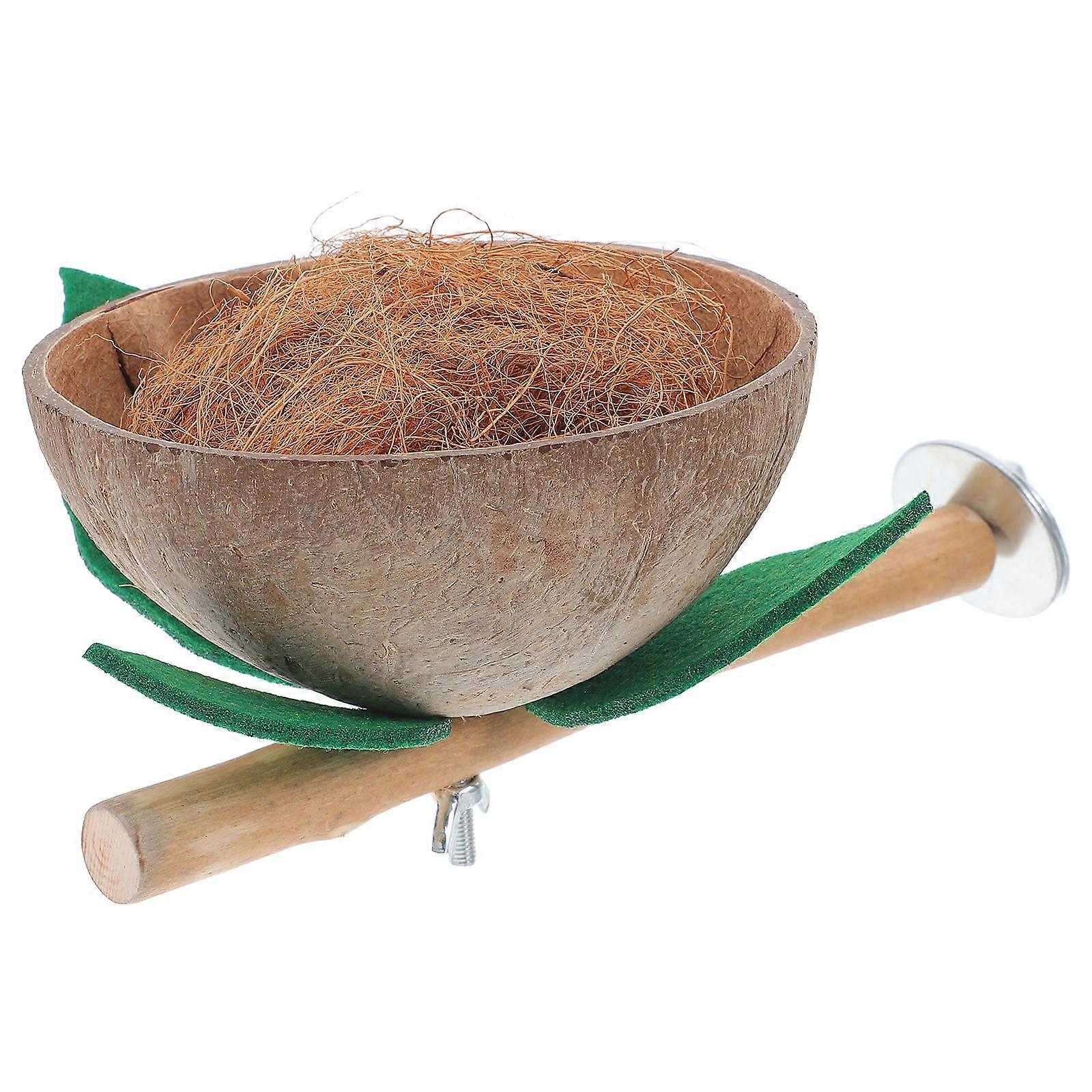 Small Bird Perch Coconut Shell Stand for 3Pcs Parrots Nesting Box Multi
