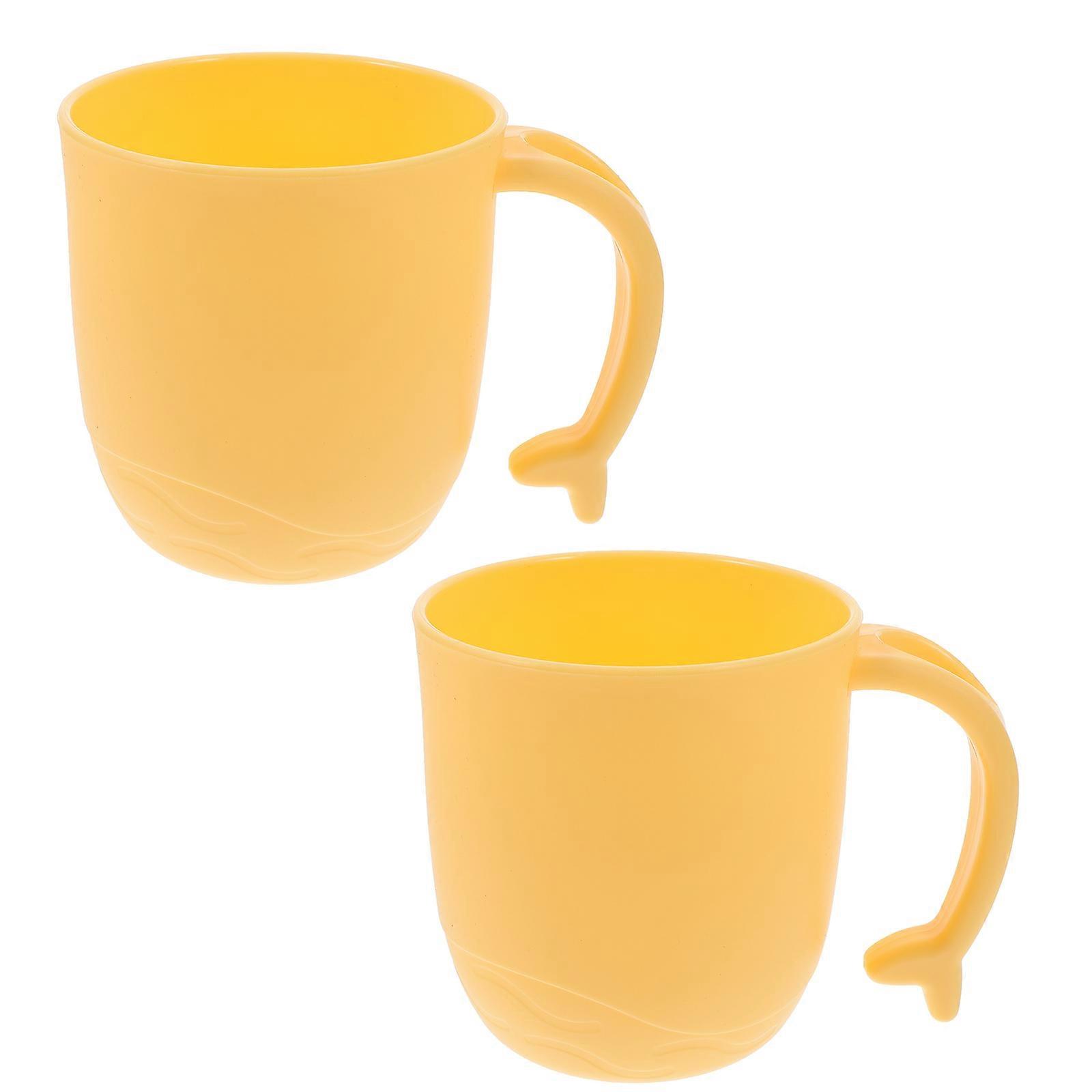 8Pcs Yellow Toothbrush Cups for Outdoor Use with Dolphin Tail Handle