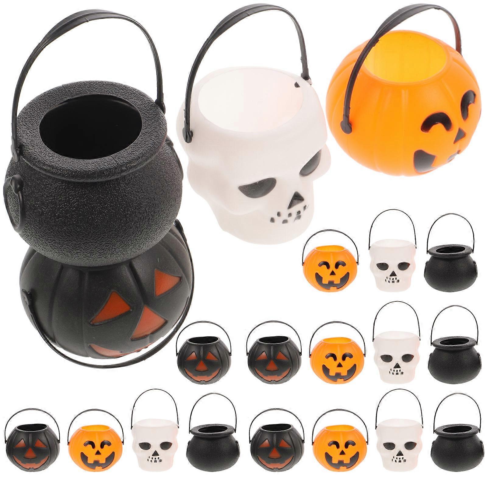 Ghost Design Buckets Halloween Candy Holder Plastic Buckets 72Pcs