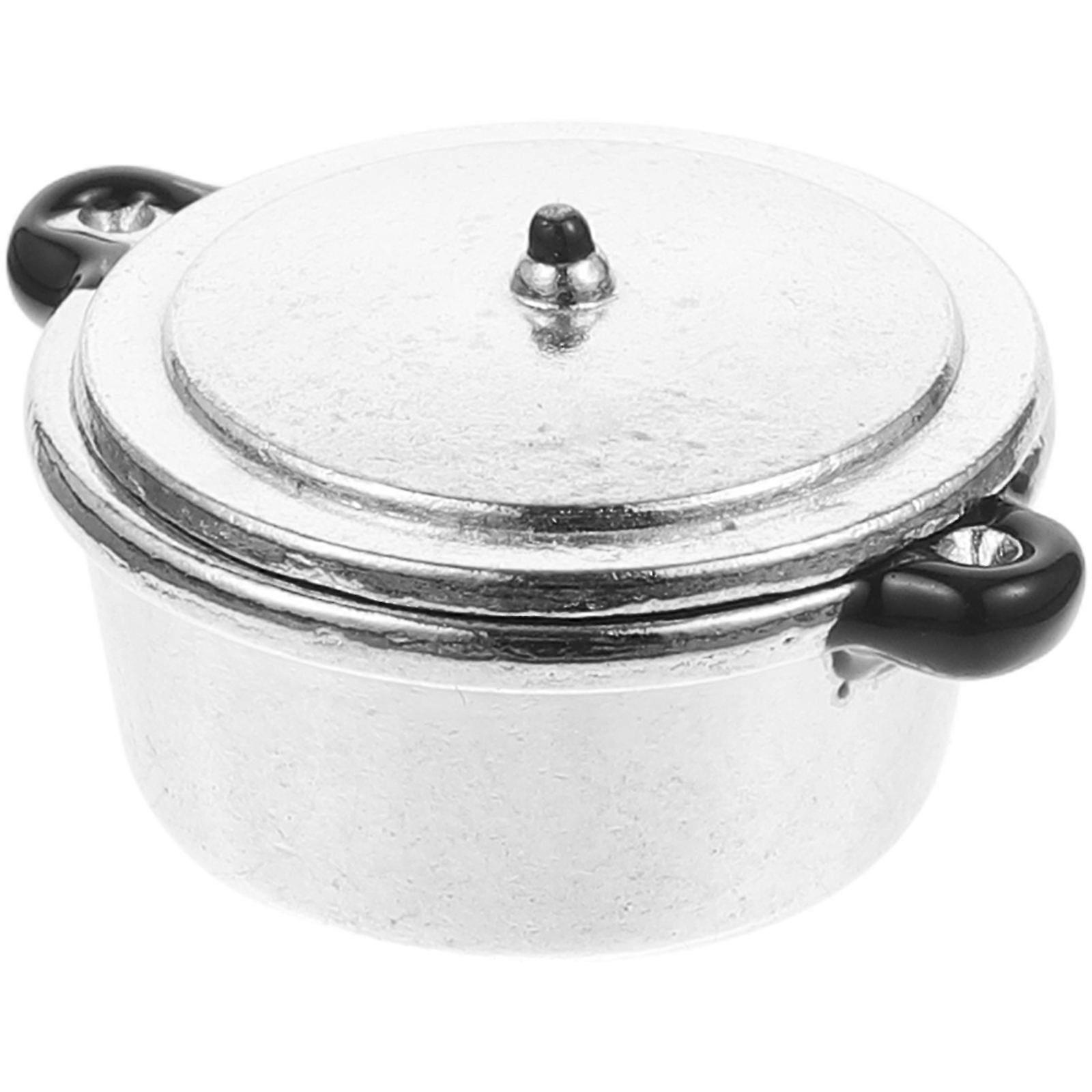 Miniature Educational Mini Cooker Pot for Decor 5Pcs Silver Alloy Simulation