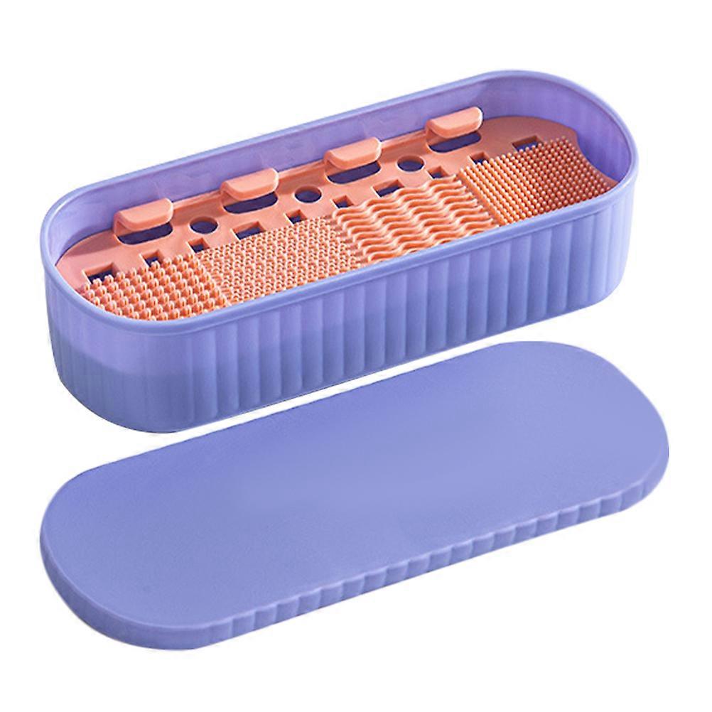 Makeup Brush Cleaner Box for Home Use Makeup Tools Storage Holder Purple