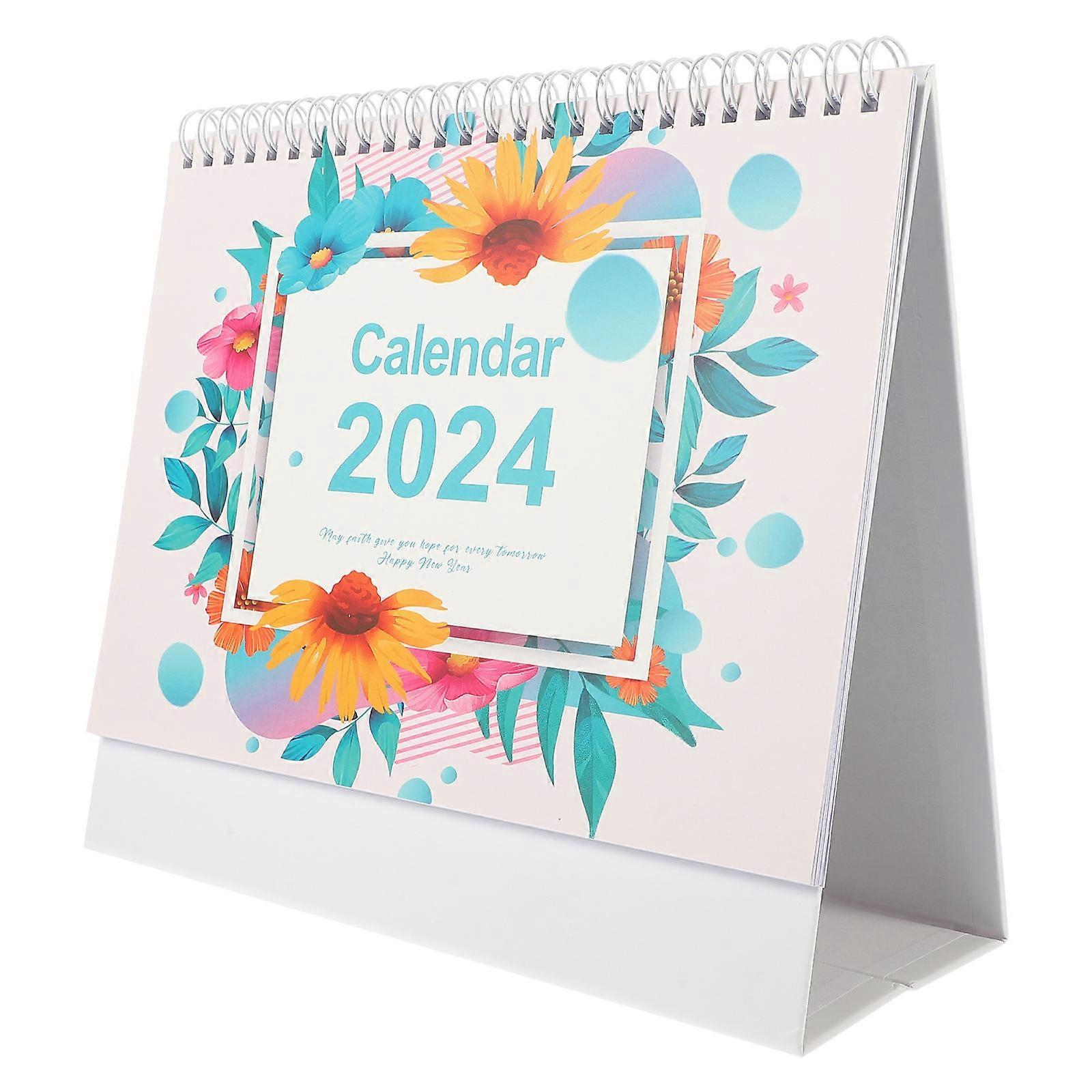 Desk Calendar 2024 Paper Flip Calendar Stand Up for Decor 4Pcs