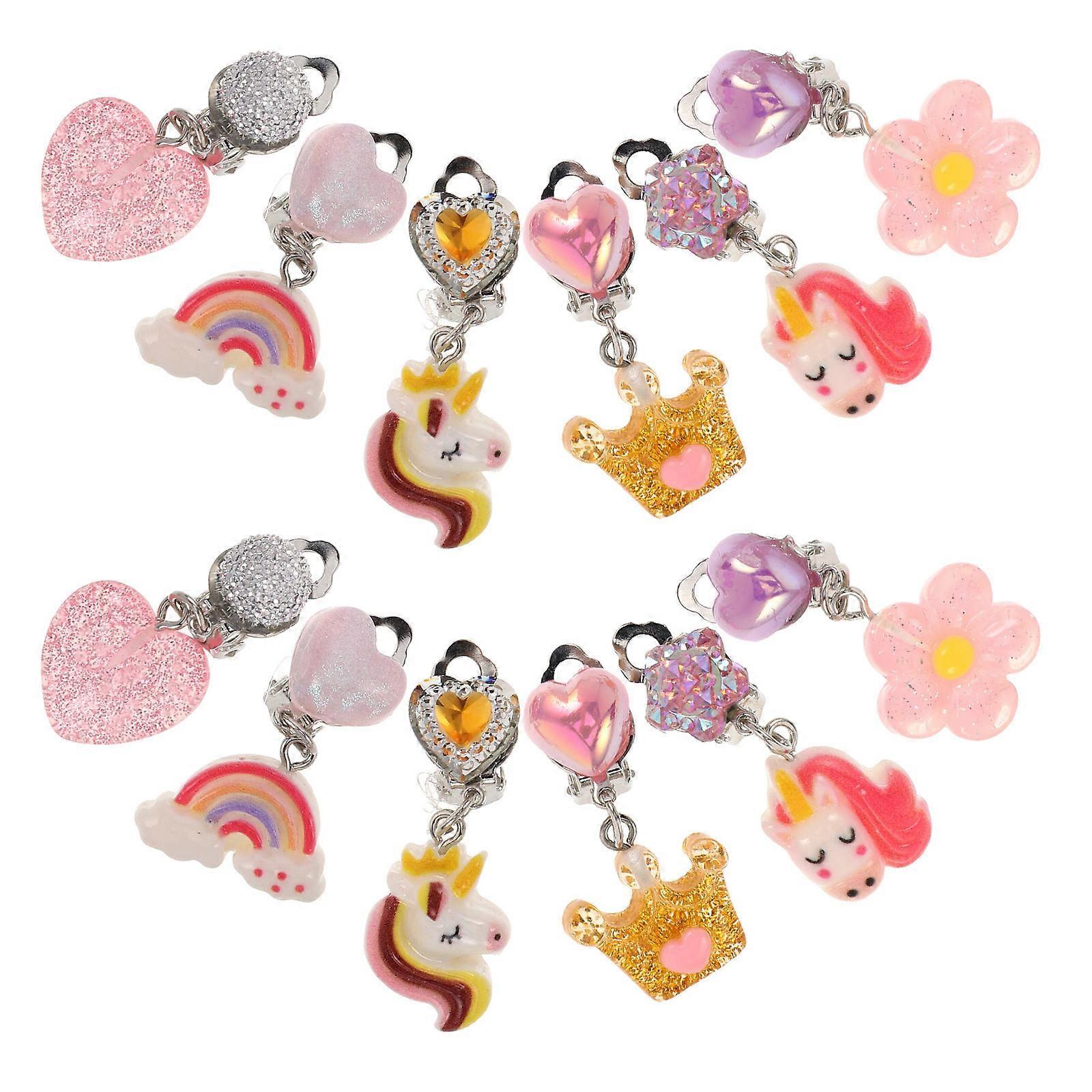 Children Clip on Earrings for Decorating 12Pairs Assorted Color Lightweight Set