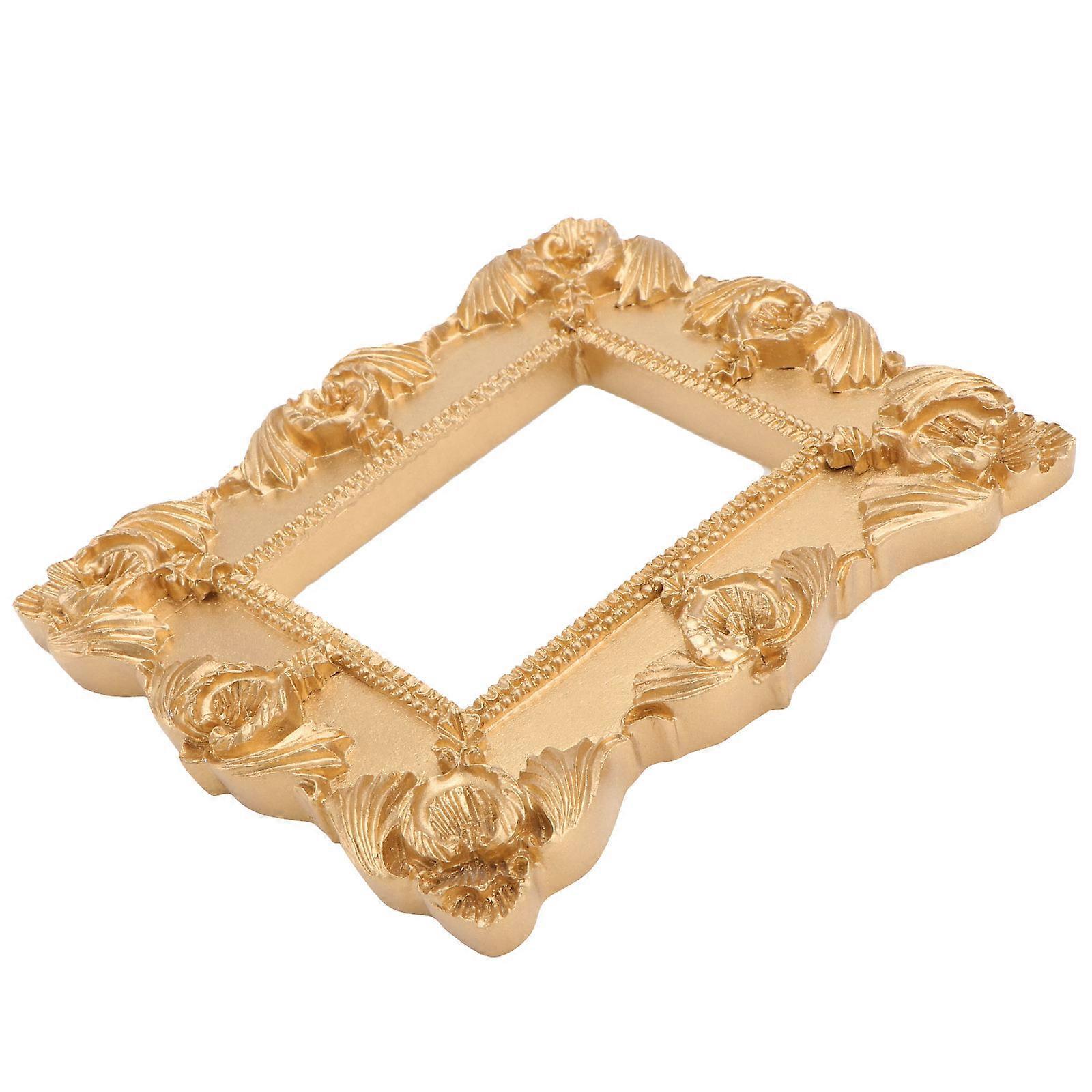 Resin Photo Frame Golden Vintage Style for Decor 2Pcs Delicate Picture Frames