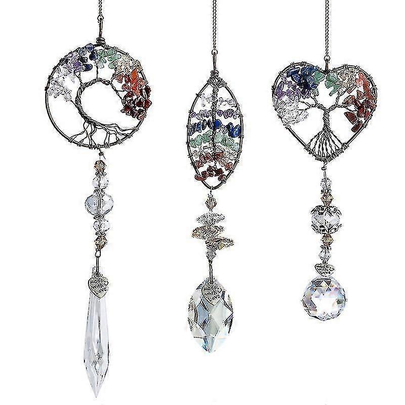 Minglan 3pcs Suncatcher Crystal Hanging Pendant Handmade Window Ornament