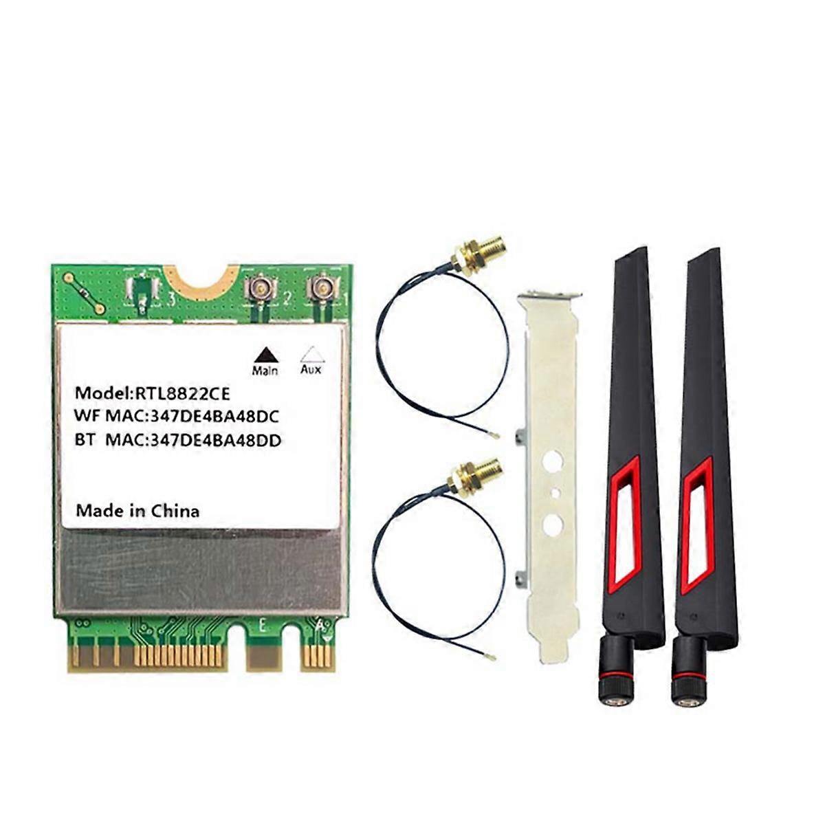 RTL8822CE WiFi Card 1200Mbps Dual Band 2.4G/5G Bluetooth 5.1 M.2 Interface with 10DBI Antennas for 1
