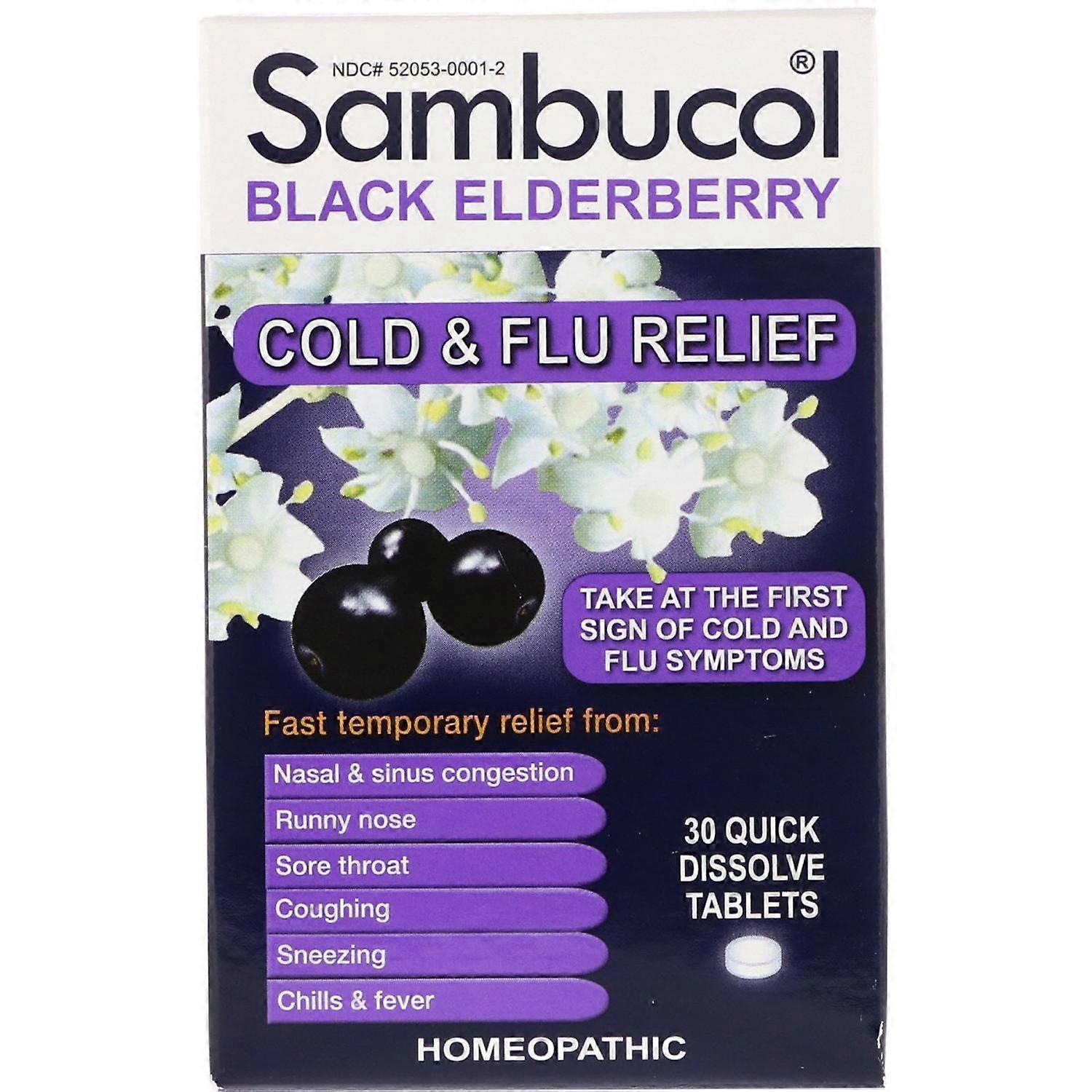 Sambucol, Black Elderberry, Cold & Flu Relief, 30 Tablets
