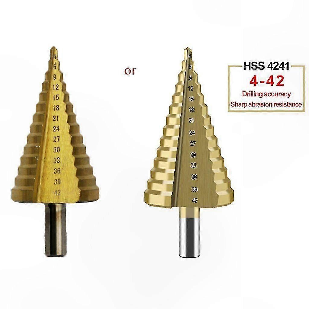 Titanium Coated HSS Step Drill Bit for Metal and Wood Drilling Power Tool 4-42mm Size Range