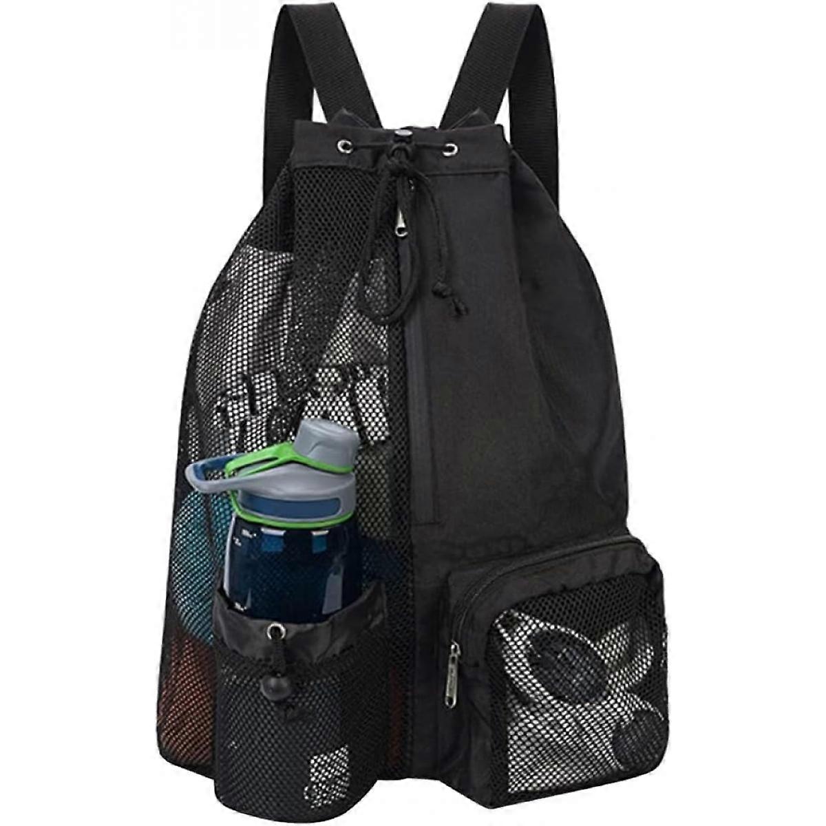 Mesh Drawstring Backpack with Wet Pockets, Large - Capacity Swimming & Beach Storage Bag, Ventilated Swim Equipment Tote for Pool, Beach Trips  Ideal 