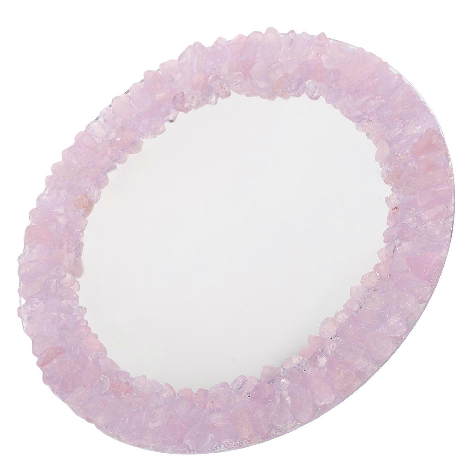 Pink Decorative Crystal Mirror for Vanity 2Pcs Unique Makeup Portable Mirror