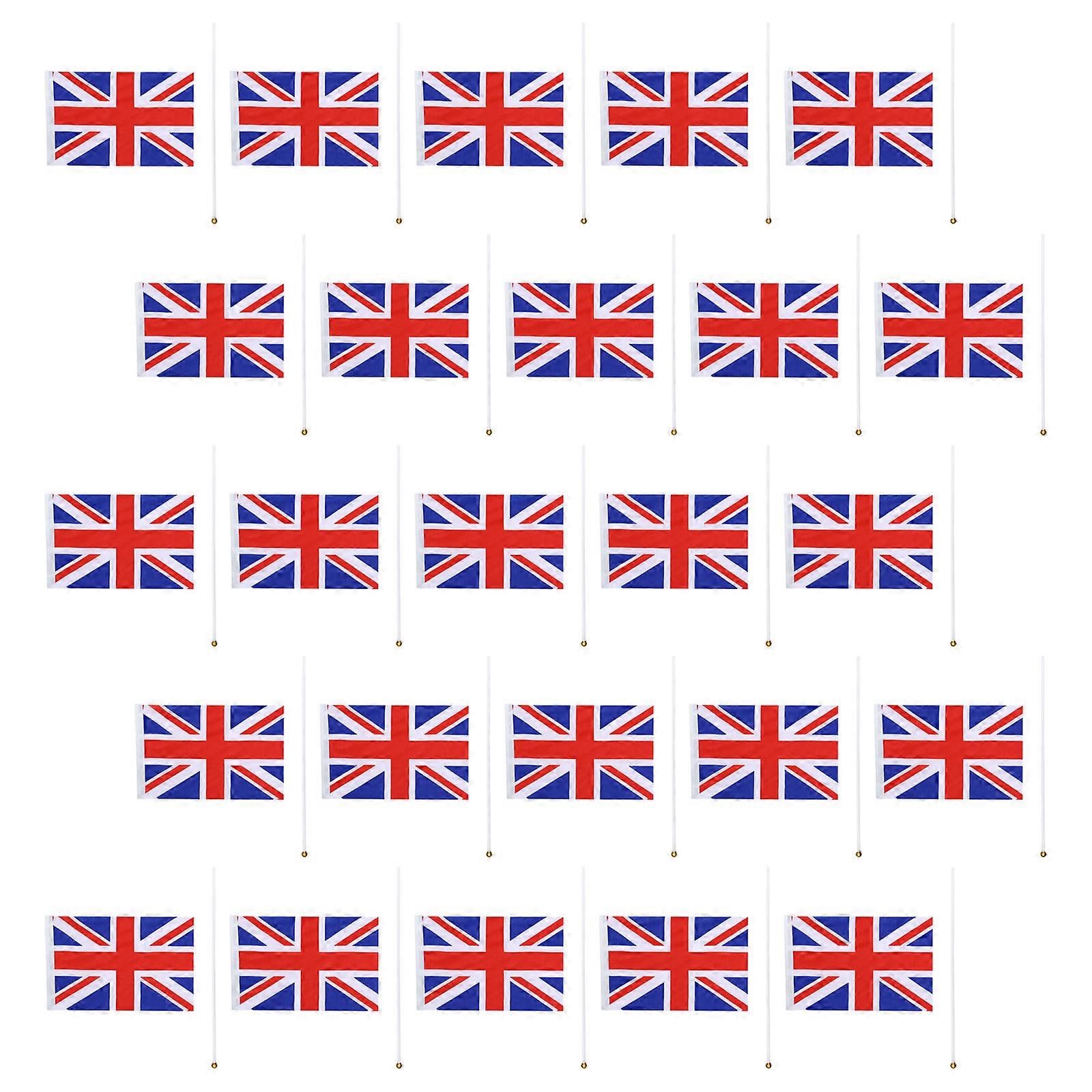 Hand Flags British National Flags Small Handheld Uk Flags Multi Polyester for Celebrations 40Pcs