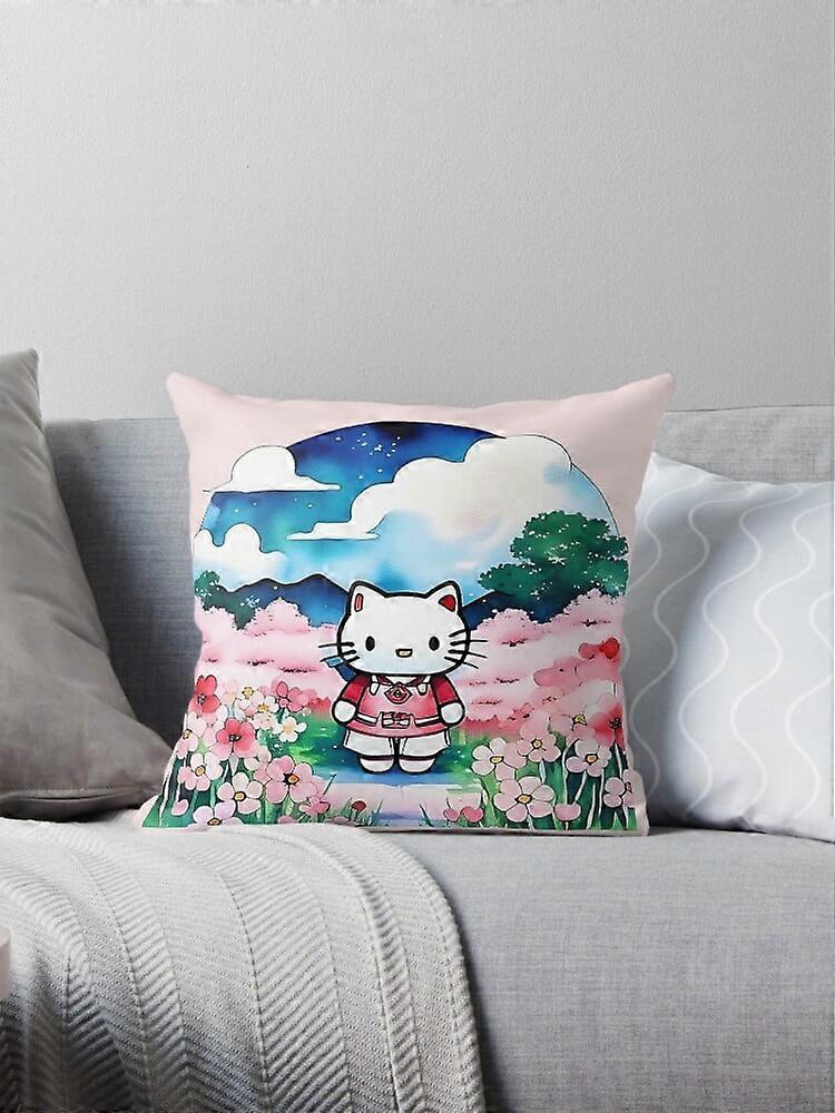 AIVO Hello Kitty In a Field of Flowers Copricuscini Copricuscino Copricuscino Divano Due Lati
