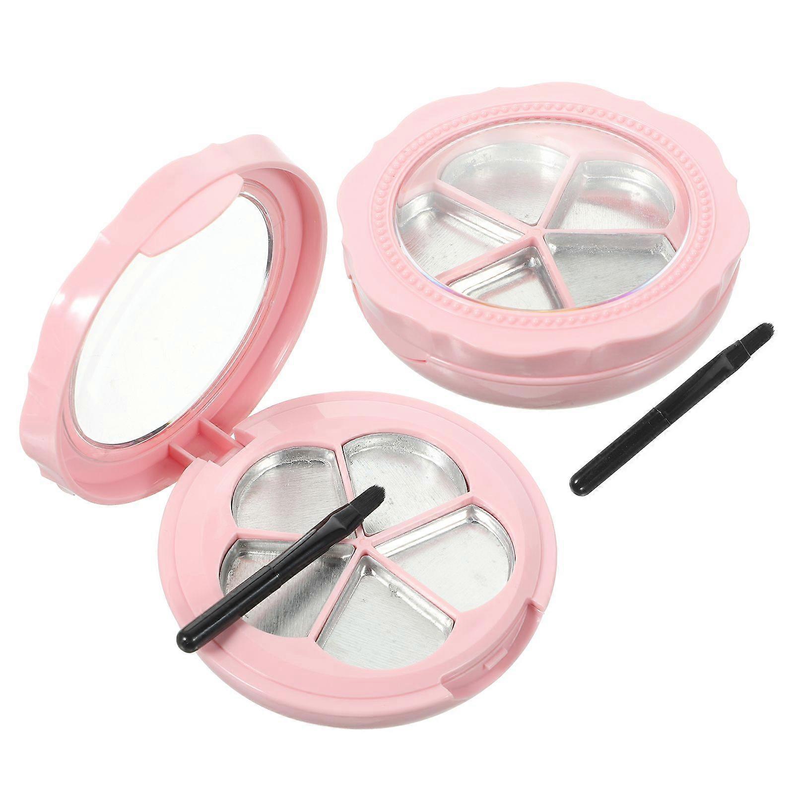 2 Sets Eyeshadow Box Case Lipstick Box Refillable Makeup Dispenser with Brush