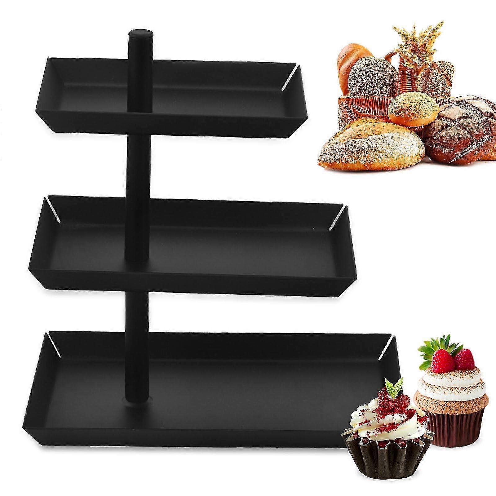 3 Tier Black Cake Stand, 360° Rotating Dessert Display Stand for Cakes, Cupcakes, Fruits, and Pastries