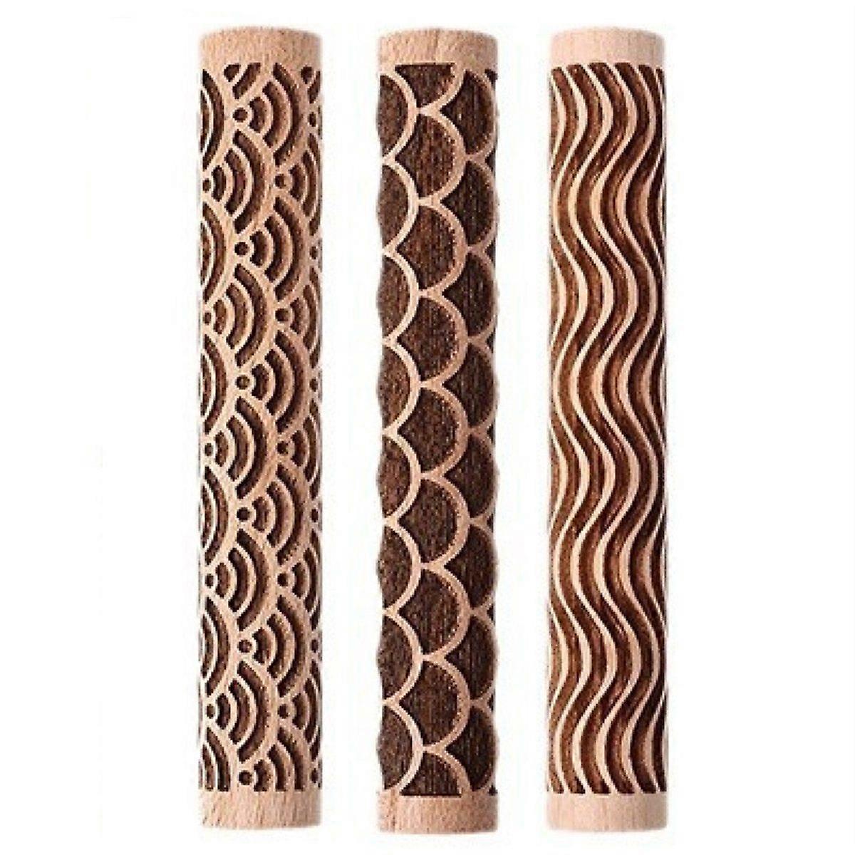 Solid Beech Wood Rolling Pin Clay Tools Wooden Biscuit Mold