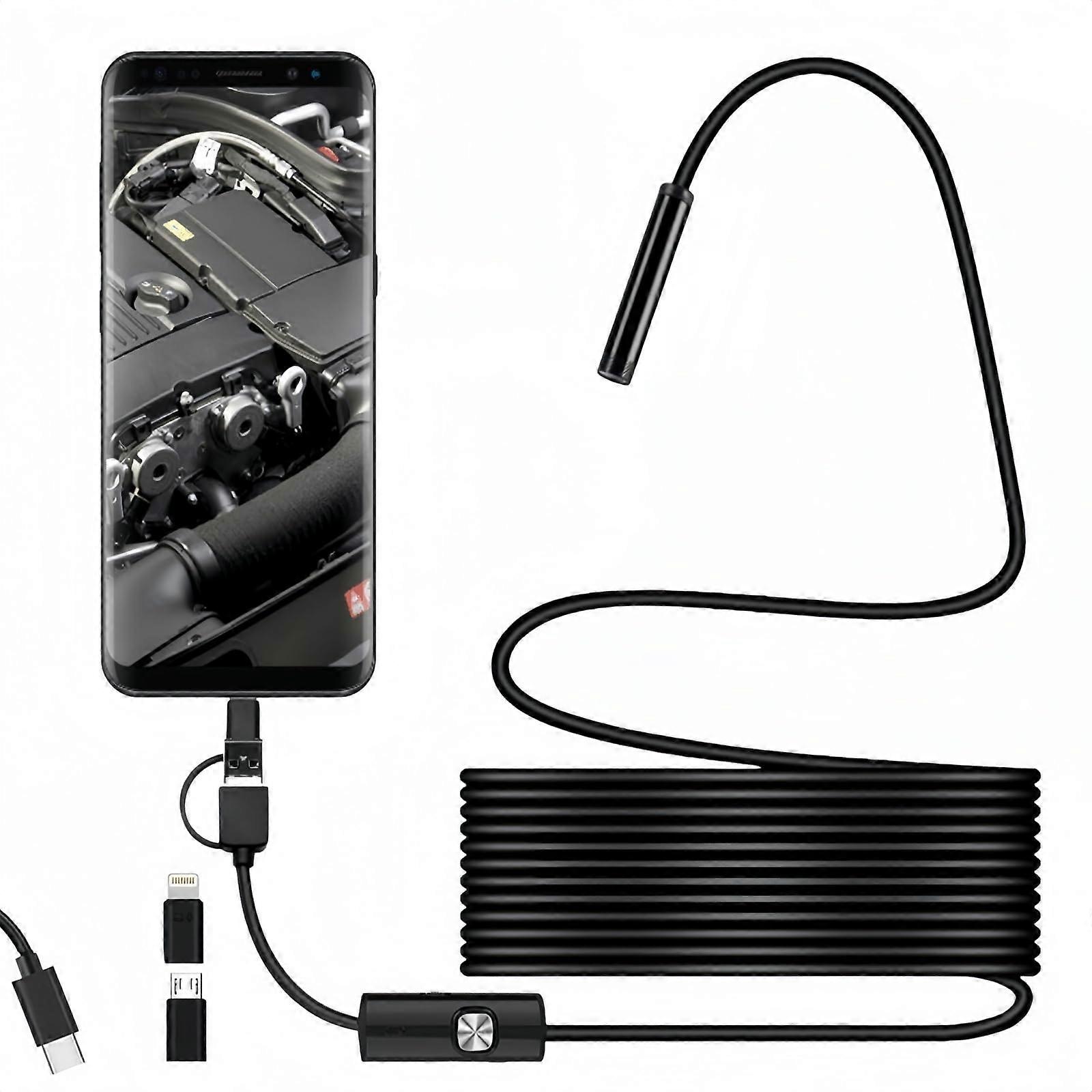 Endoscope Snake Camera USBC For Phone, Inspection Camera With Light, 6 LEDs, Drain Camera With Light, 1m Flexible Wire