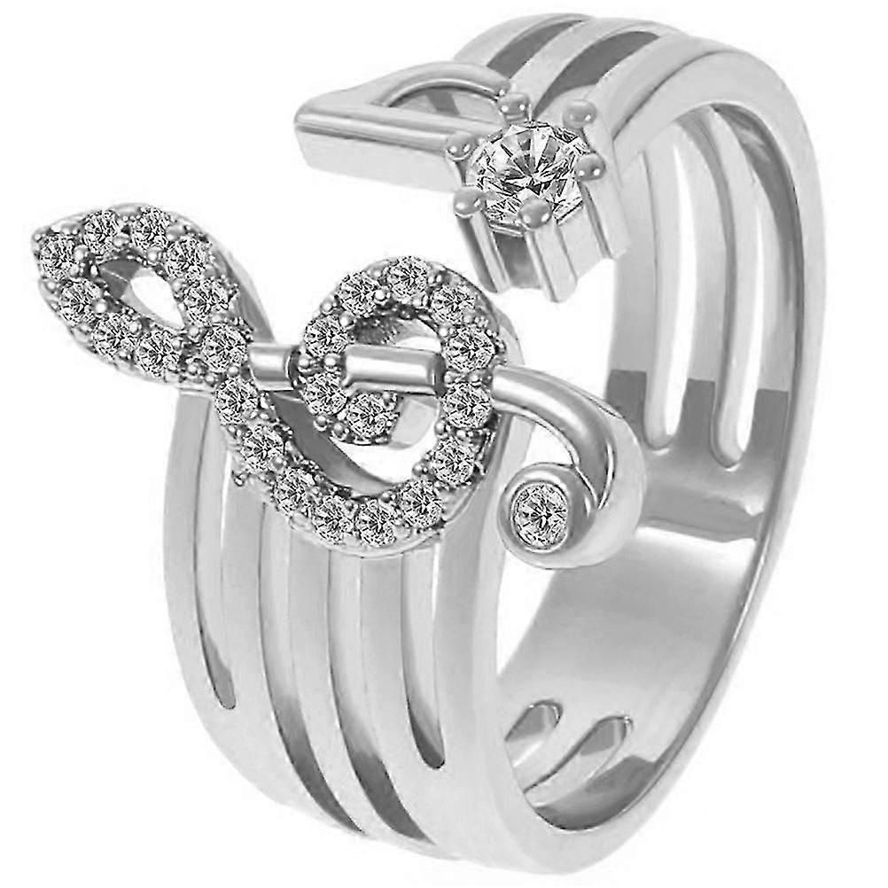 Musical Note Ring Adjustable Opening Ring Rhinestone Open Finger Ring for Daily Wear