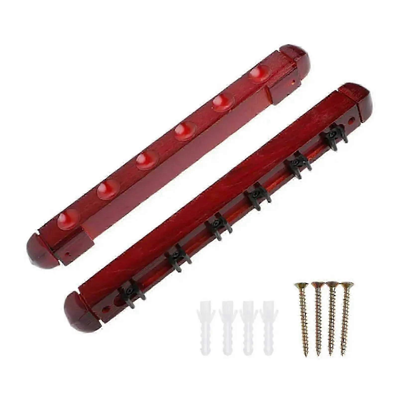 PoolStickHolder Pool Queue Organizer Rack Solid Wood Wall Mounted Billiard Rack Wall Hanging Rod Holder Red