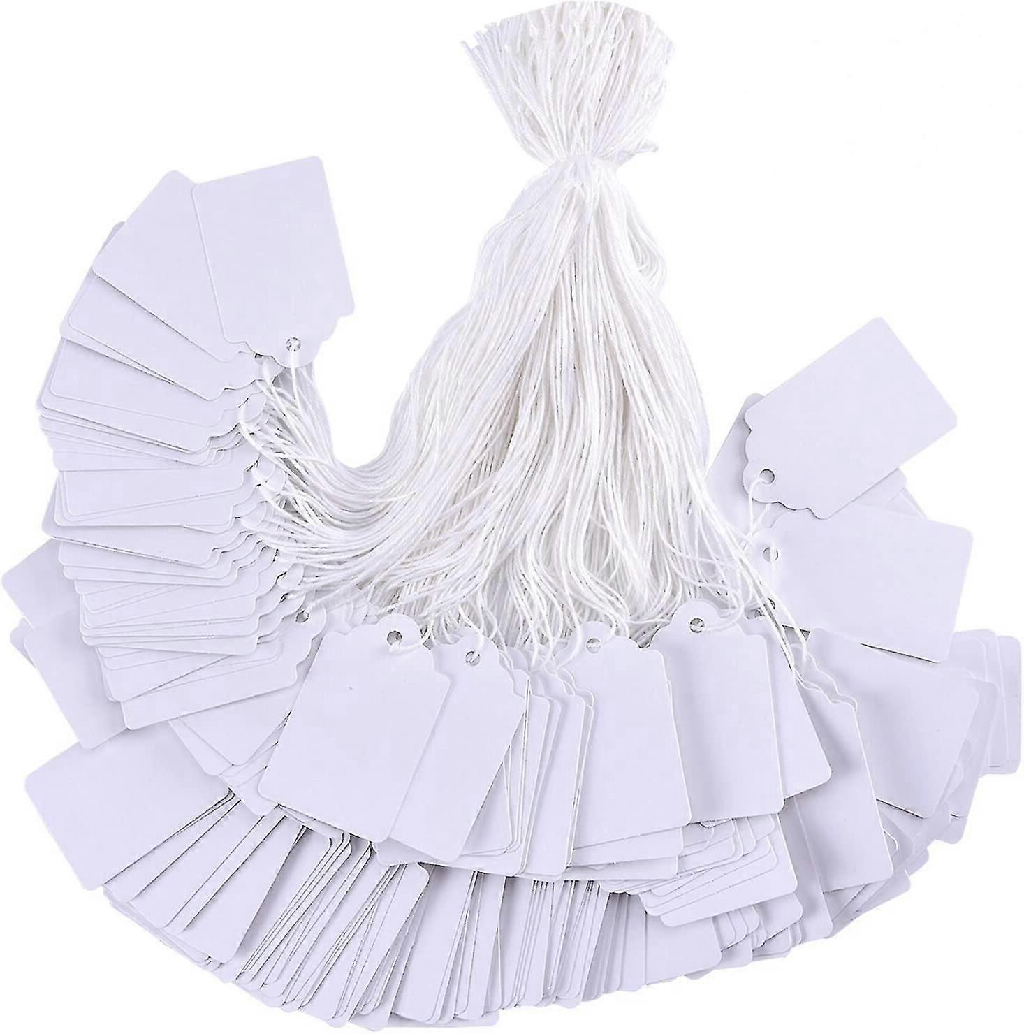 Price Tags With String Attached, 100pcs White Smooth Surface Marking Merchandise Strung Tags Writable