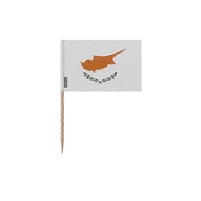 Toothpicks Cyprus Flag - 8 cm - 100 pieces - Adhesive plastic - Bamboo stick - Pixelforma