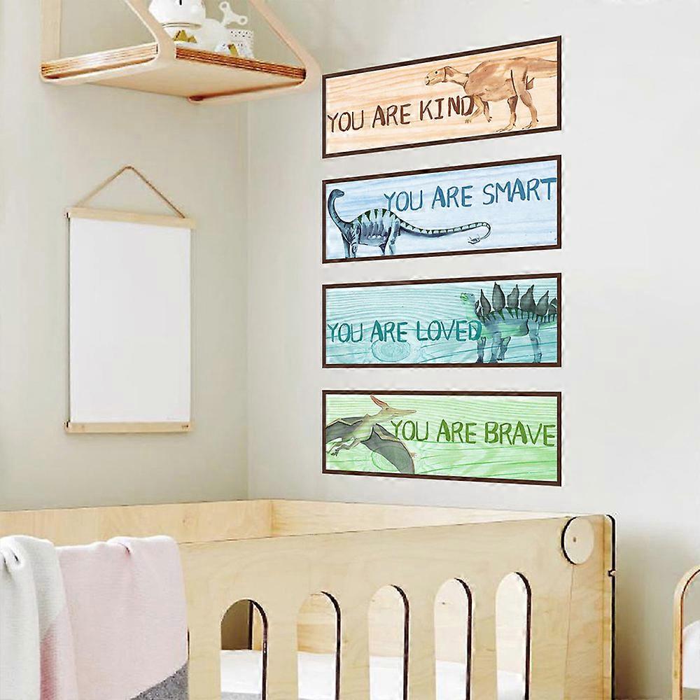 4 Sheets Inspirational Slogan Wall Paper Removable Dinosaur Wall Art Decals