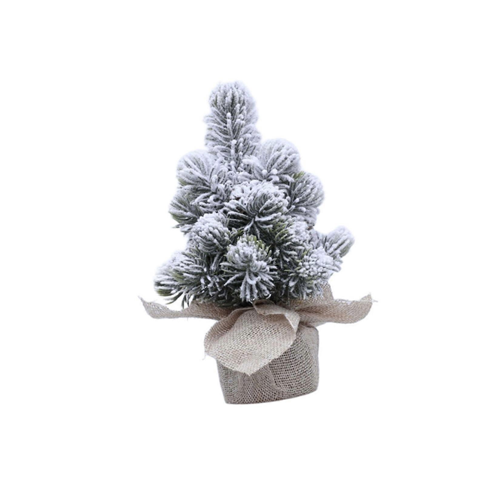 Snow Artificial Christmas Tree Tabletop Decoration with Wood Base For Table Display Holiday Party Centerpieces Multicolor