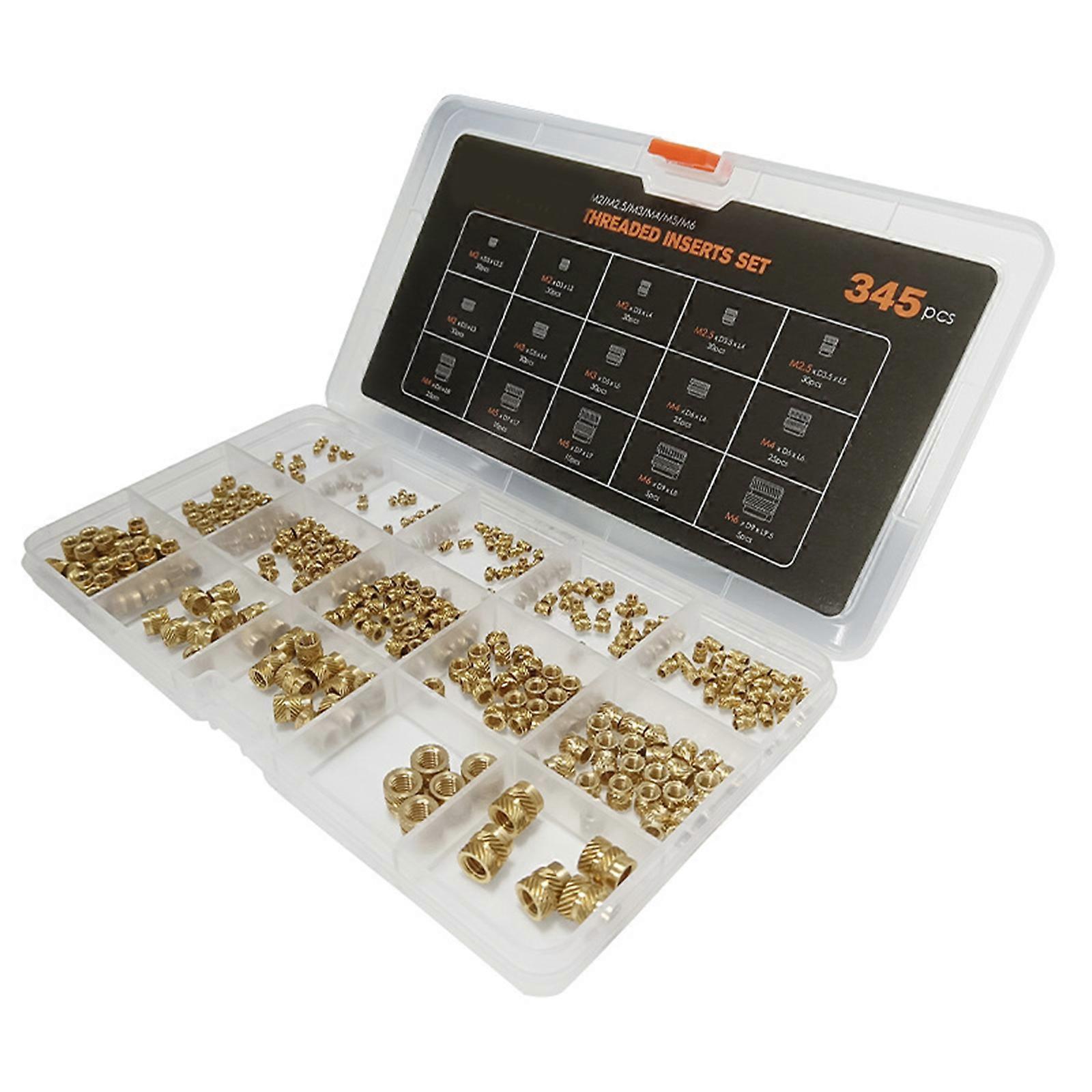 Comprehensive Brass Threaded Nut Heat Insertion Set For Soldering Irons Knurled Double Twill Embedment Nut 2 To 8 Multicolor