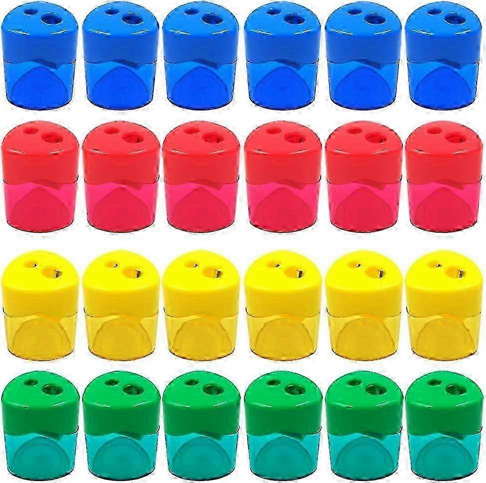 Button Release Pencil Sharpener with Precision Steel Blade - Double Hole Design for Art, School & Home Use