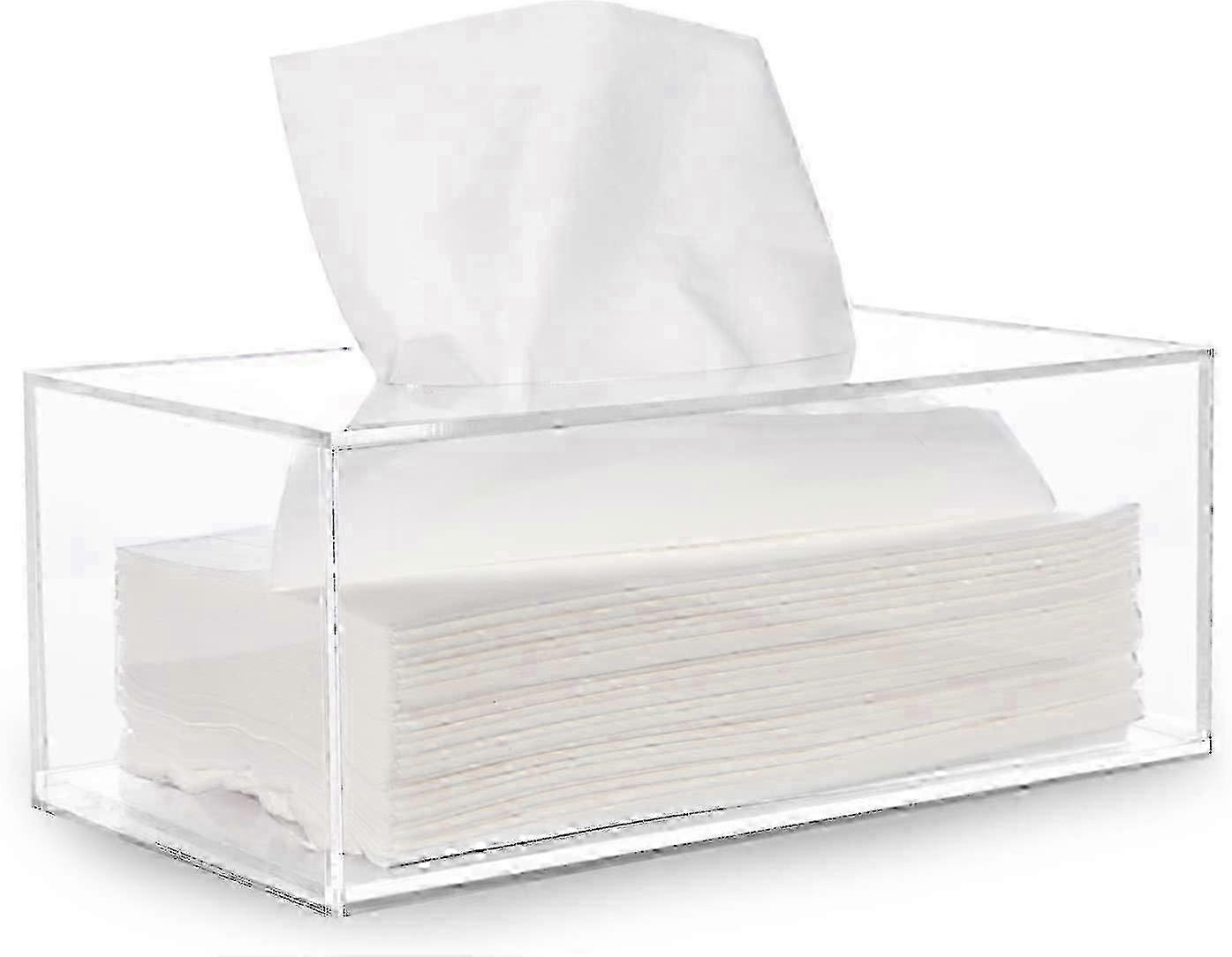 Optimized Clear Acrylic Rectangular Tissue Box Cover for Bathrooms, Kitchens & Offices